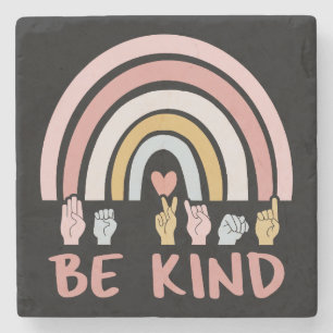 Dessous-de-verre En Pierre Be Kind ASL III - Langue des Signes Américaine