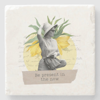 Dessous-de-verre En Pierre "Be present in the now" coaster
