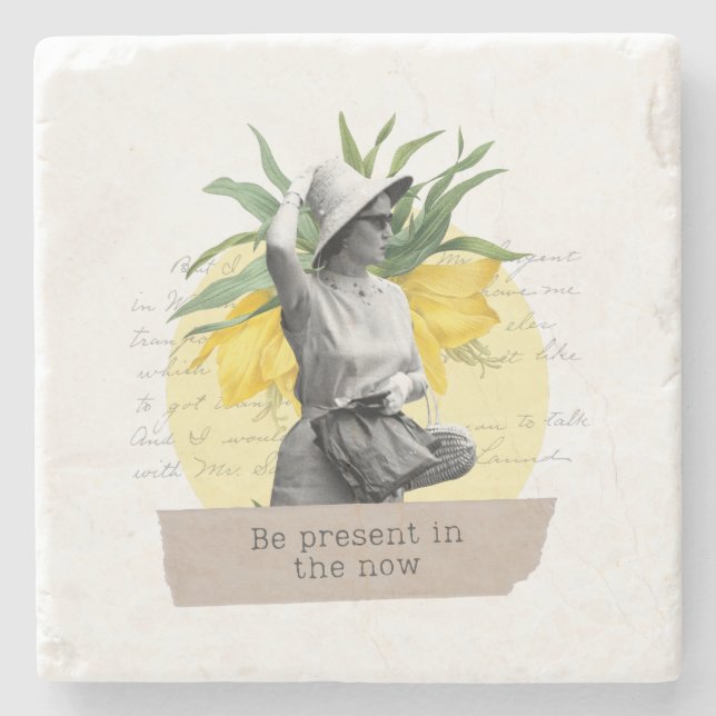 Dessous-de-verre En Pierre "Be present in the now" coaster (Devant)