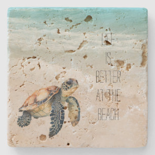 Dessous-de-verre En Pierre Beach Ocean Waves Sea Turtle
