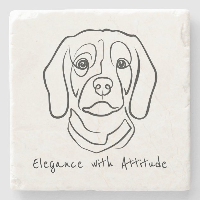Dessous-de-verre En Pierre Beagle Line Art, Elegance with Attitude (Devant)