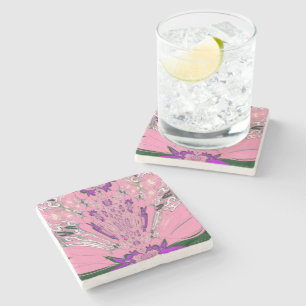 Dessous-de-verre En Pierre Beau motif de teinte violet rose bébé monogramme