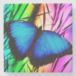 Dessous-de-verre En Pierre Beau papillon bleu Morpho