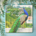 Dessous-de-verre En Pierre Beau Peacock Vert Bleu Toujours Citation Étincelan<br><div class="desc">"Toujours étincelant." Rien de tel qu’un paon bleu royal avec ses plumes vertes en forme de gemme. Célébrez sa beauté tous les jours sur ce dessous de verre en pierre de photographie pendant que vous vous détendez avec votre boisson préférée. Vous pouvez facilement personnaliser ce dessous de verre en pierre...</div>