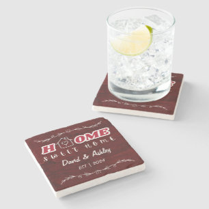 Dessous-de-verre En Pierre Beau stylish Red Custom Couple Names Accueil