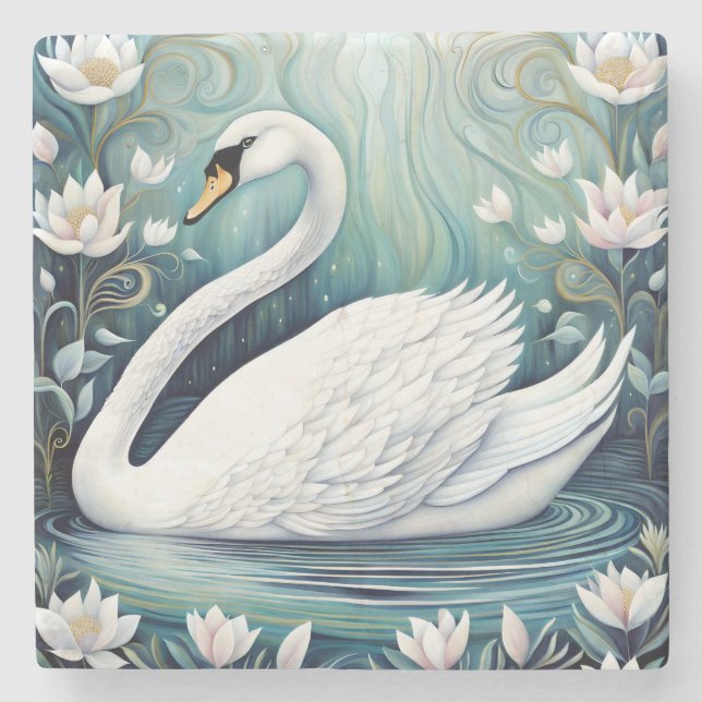 Dessous-de-verre En Pierre Beau Swan (Devant)