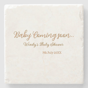 Dessous-de-verre En Pierre Bébé à venir bientôt baby shower marron rose tenda