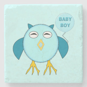 Dessous-de-verre En Pierre Bébé bleu mignonne Boy Owl Dessous de verre en pie
