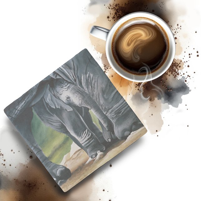 Dessous-de-verre En Pierre Bébé Eléphant Gris mou (Créateur téléchargé)