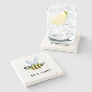 Dessous-de-verre En Pierre Bee caractère avec mustache lunettes de soleil Bee