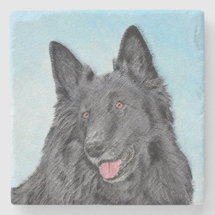 Dessous-de-verre En Pierre Belgian Sheepdog Painting - Cute Original Dog Art