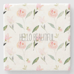 Dessous-de-verre En Pierre Belle Aquarelle Florale Rose