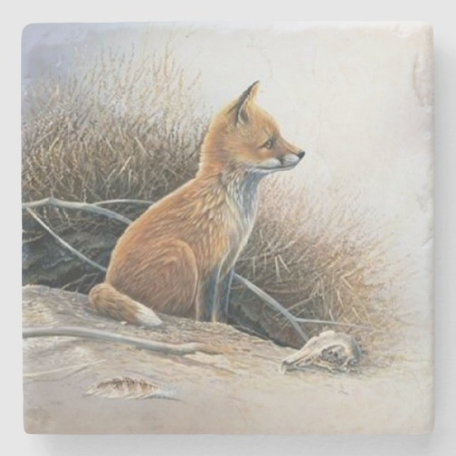 Dessous-de-verre En Pierre Belle Art Little Fox (Devant)