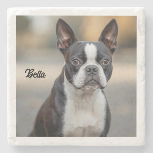 Dessous-de-verre En Pierre Belle Boston Terrier Personnalisé
