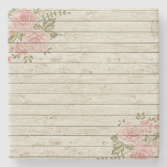 Dessous-de-verre En Pierre Belle campagne Shabby Chic Rustic Wood (Devant)