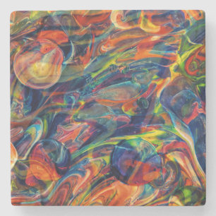 Dessous-de-verre En Pierre Belle et colorée oeuvre Abstraite