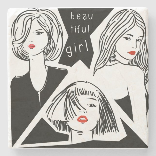 Dessous-de-verre En Pierre belle fille (Devant)