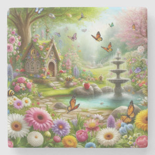 Dessous-de-verre En Pierre Belle image d'un jardin de fleurs de printemps