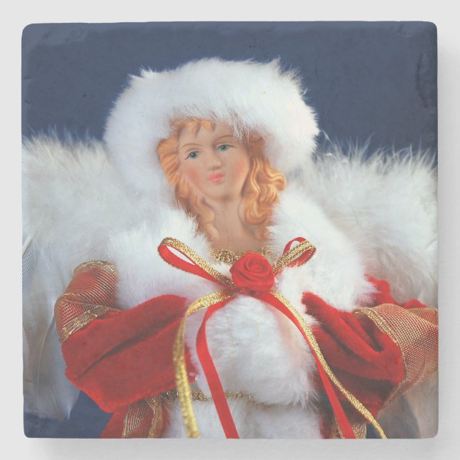 Dessous-de-verre En Pierre Belle impression d'ange de Noël (Devant)