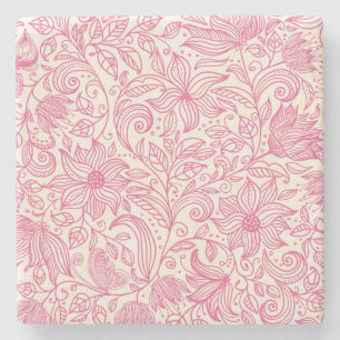 Dessous-de-verre En Pierre Belle main rose dessinée Dessin floral