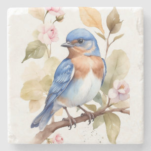 Dessous-de-verre En Pierre Belle peinture à l'aquarelle de Bluebird