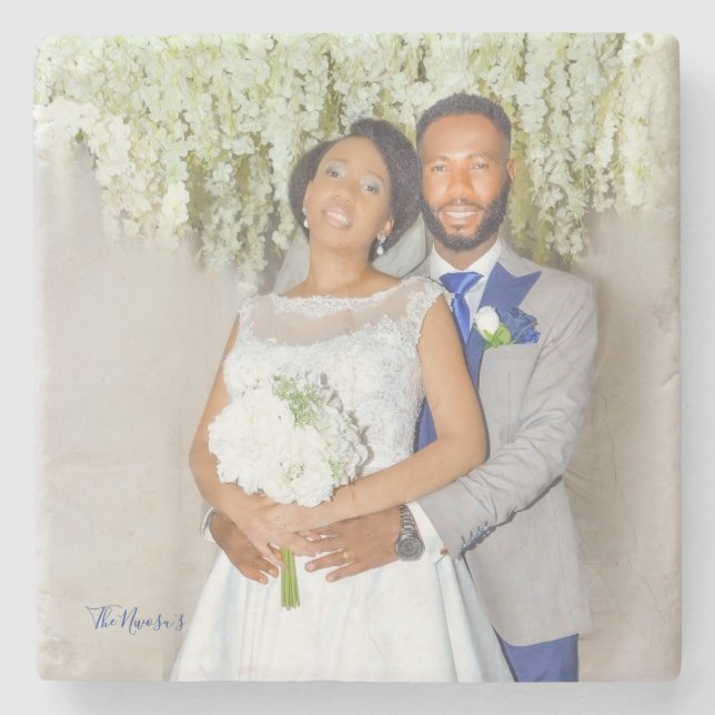 Dessous-de-verre En Pierre Belle photo Mariage (Devant)