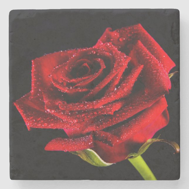 Dessous-de-verre En Pierre Belle rose rouge (Devant)