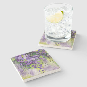 Dessous-de-verre En Pierre Belles Fleurs De Wisteria En Aquarelle
