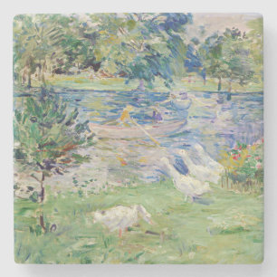 Dessous-de-verre En Pierre Berthe Morisot - Fille en bateau avec oie