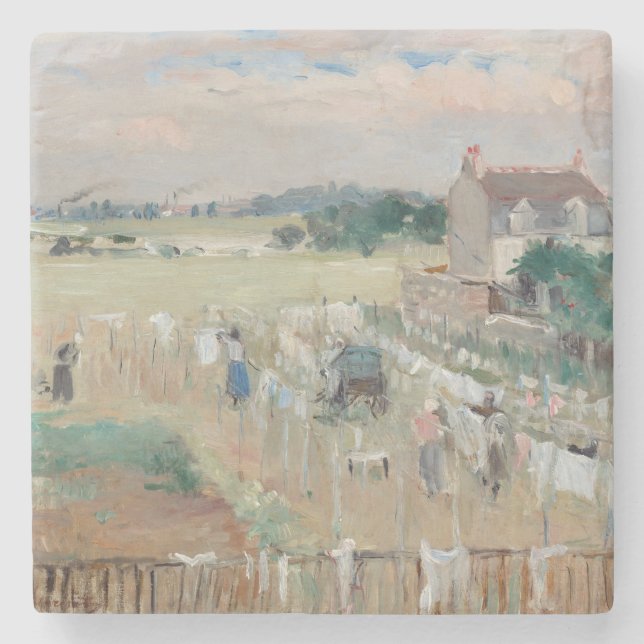 Dessous-de-verre En Pierre Berthe Morisot - Hanging the Laundry out to Dry (Devant)