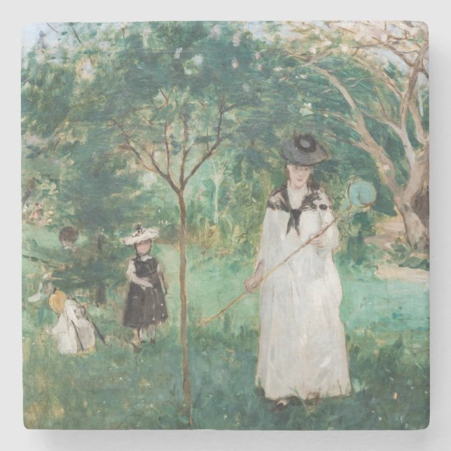 Dessous-de-verre En Pierre Berthe Morisot - La chasse aux papillons (Devant)