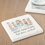 Dessous-de-verre En Pierre Best Dad Ever Photo Letter<br><div class="desc">This father's gift stone coaster features three photos in the shape of the letters "DAD" along with the inscription "Best Dad Ever."
It is easily customizable with your photos and name.
Perfect for Father's Day,  birthdays,  or just to show your appreciation.</div>
