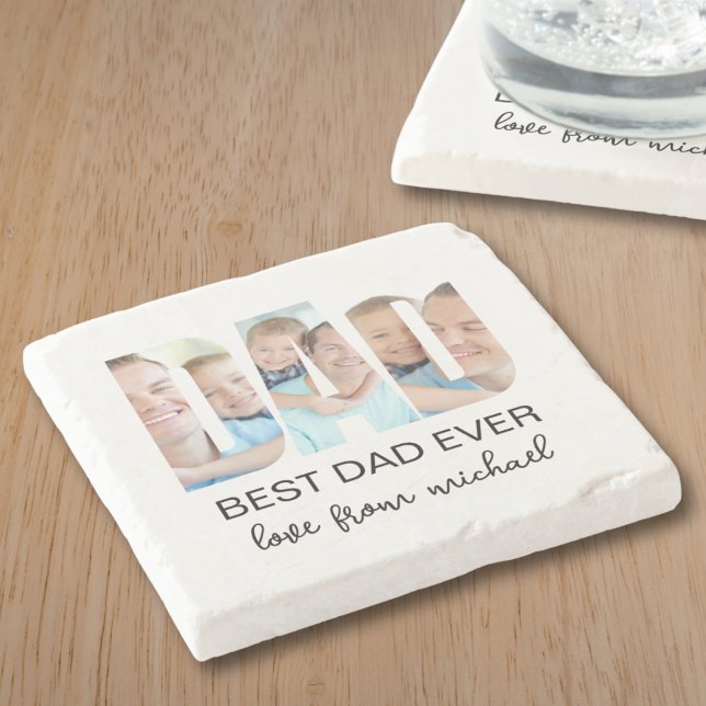 Dessous-de-verre En Pierre Best Dad Ever Photo Letter (Créateur téléchargé)