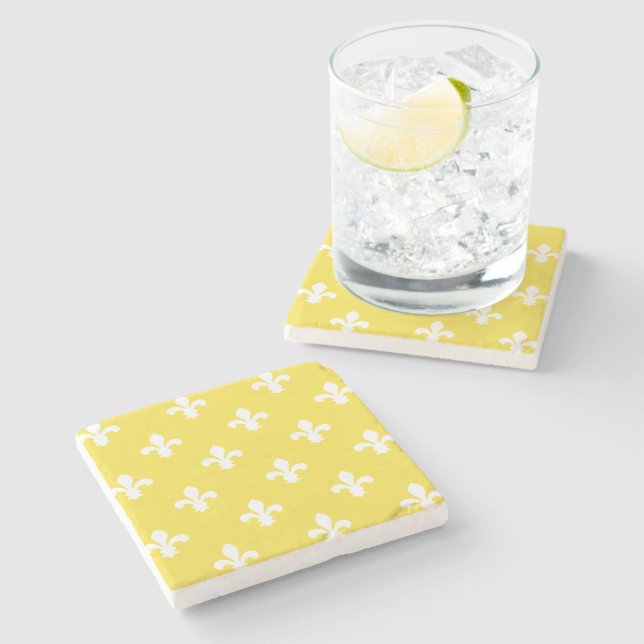 Dessous-de-verre En Pierre Beurre Jaune Cottage Sud Fleur de Lys (Côté)