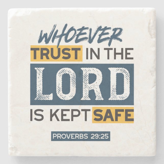 Dessous-de-verre En Pierre Bible Quote Art - Proverbs 29:25 Trust in God (Devant)