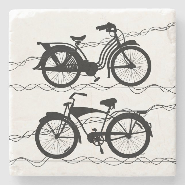 Dessous-de-verre En Pierre Bicyclette Noir 1 (Devant)