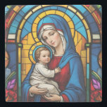 Dessous-de-verre En Pierre Bienheureuse Mère Marie et Bébé Jésus - Vierge Mar<br><div class="desc">"Bannière de la Dame de Grâce",  "mariée de la vierge chrétienne",  "décoration religieuse de christianisme catholique",  "décoration familiale de jésus christ",  "ornement religieux de la foi de pâques",  "jardin maternel béni",  "belle dame sainte",  "dame sacrée d'or bleu"</div>
