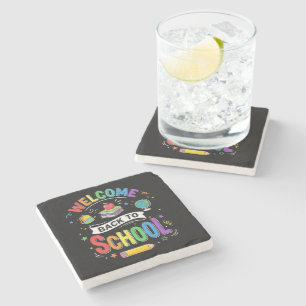 Dessous-de-verre En Pierre Bienvenue à l'école les enfants Enseignant Premier
