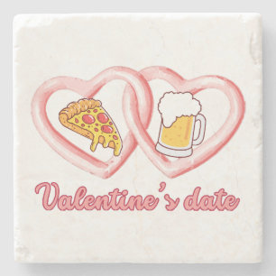 Dessous-de-verre En Pierre Bière à la pizza de Saint-Valentin
