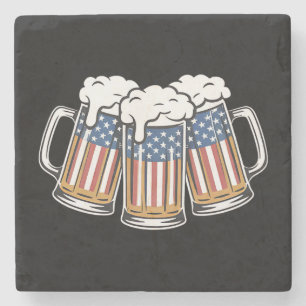 Dessous-de-verre En Pierre Bières 4 juillet Drapeau américain US Vintage Rétr