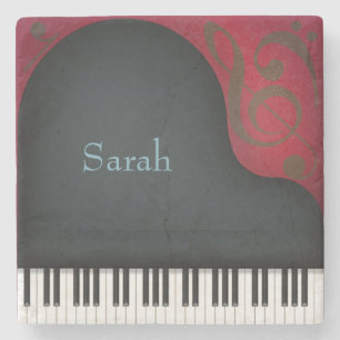 Dessous-de-verre En Pierre Black Grand Piano Arts de la scène personnalisée