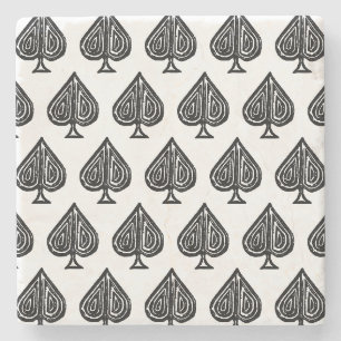 Dessous-de-verre En Pierre Black Jouer Symbole de carte pique forme Lino coup