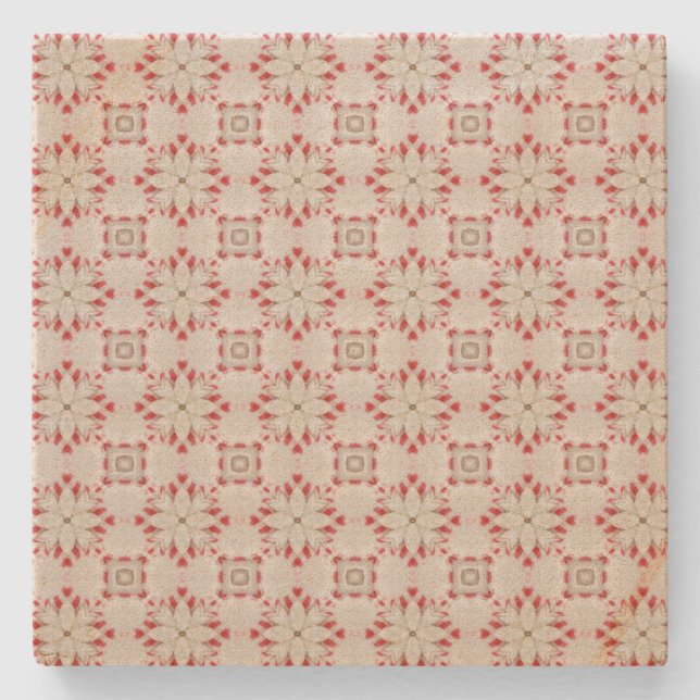 Dessous-de-verre En Pierre Blanc Poinsettias Motif Noël (Devant)