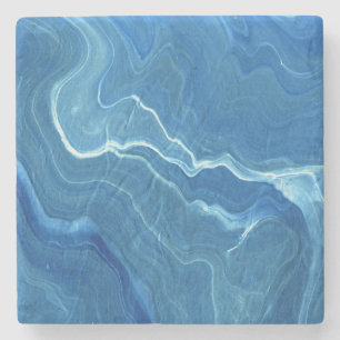 Dessous-de-verre En Pierre Bleu Agate Marbre Abstraction