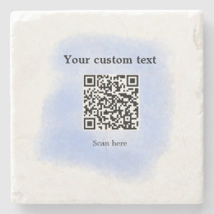 Dessous-de-verre En Pierre bleu aquarelle QR code scan ajouter texte personna