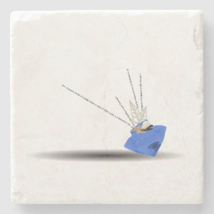 Dessous-de-verre En Pierre Bleu diamant côtier Ikebana temps poème cadeau d'a