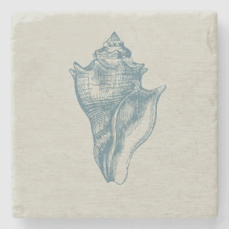 Dessous-de-verre En Pierre Bleu d'océan profond vintage Shell