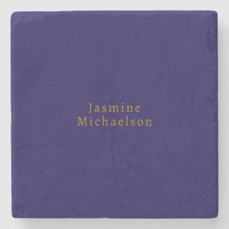 Dessous-de-verre En Pierre Bleu foncé et or Mignon Minimaliste Propre Nom