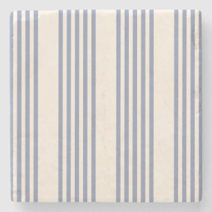Dessous-de-verre En Pierre Bleu gris et beige cinq rayures motif