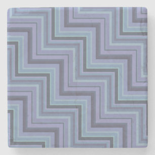 Dessous-de-verre En Pierre Bleu gris rayures motif